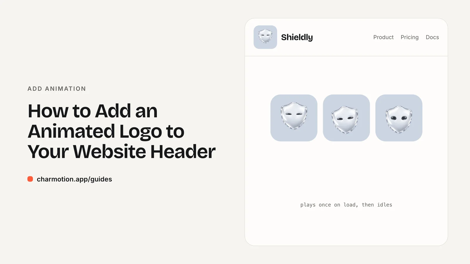 Cover illustration for the guide: How to Add an Animated Logo to Your Website Header, with Charmotion demo characters