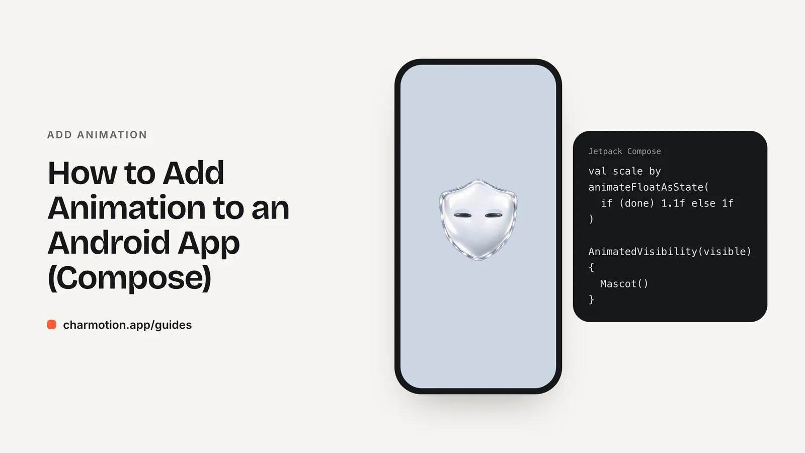 Cover illustration for the guide: How to Add Animation to an Android App (Compose), with Charmotion demo characters