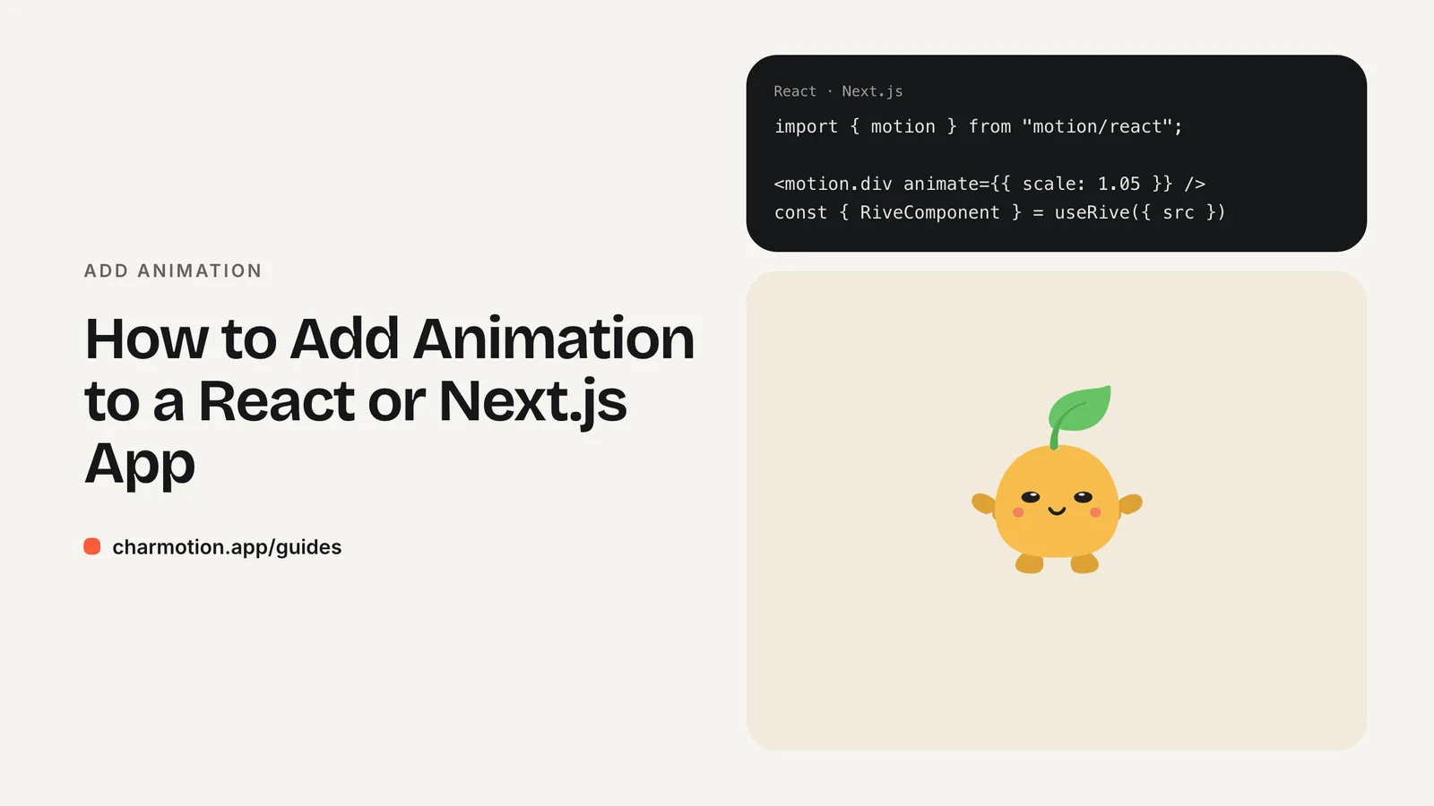 Cover illustration for the guide: How to Add Animation to a React or Next.js App, with Charmotion demo characters