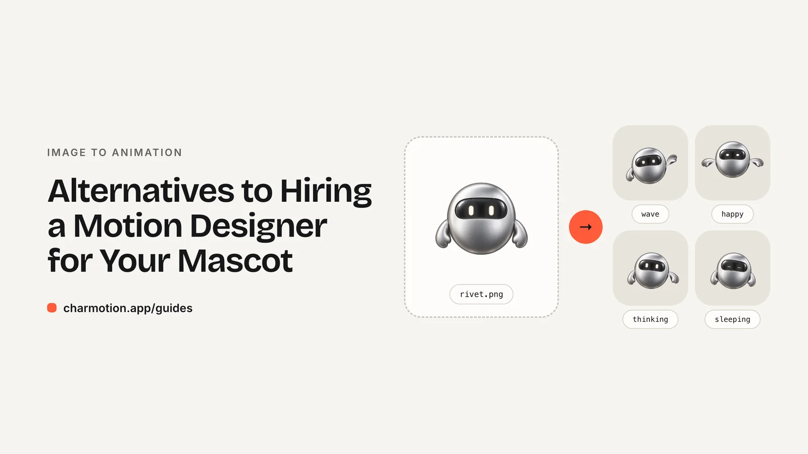 Cover illustration for the guide: Alternatives to Hiring a Motion Designer for Your Mascot — a robot image becomes animated states