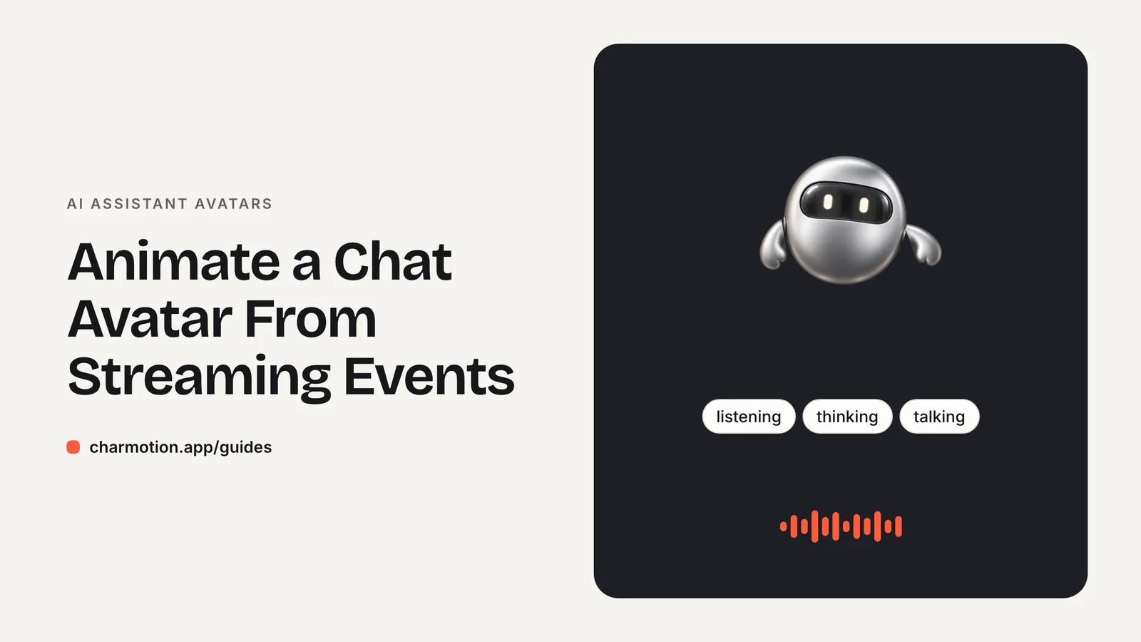 Cover illustration for the AI assistant avatars guide: Animate a Chat Avatar From Streaming Events, with Charmotion demo characters