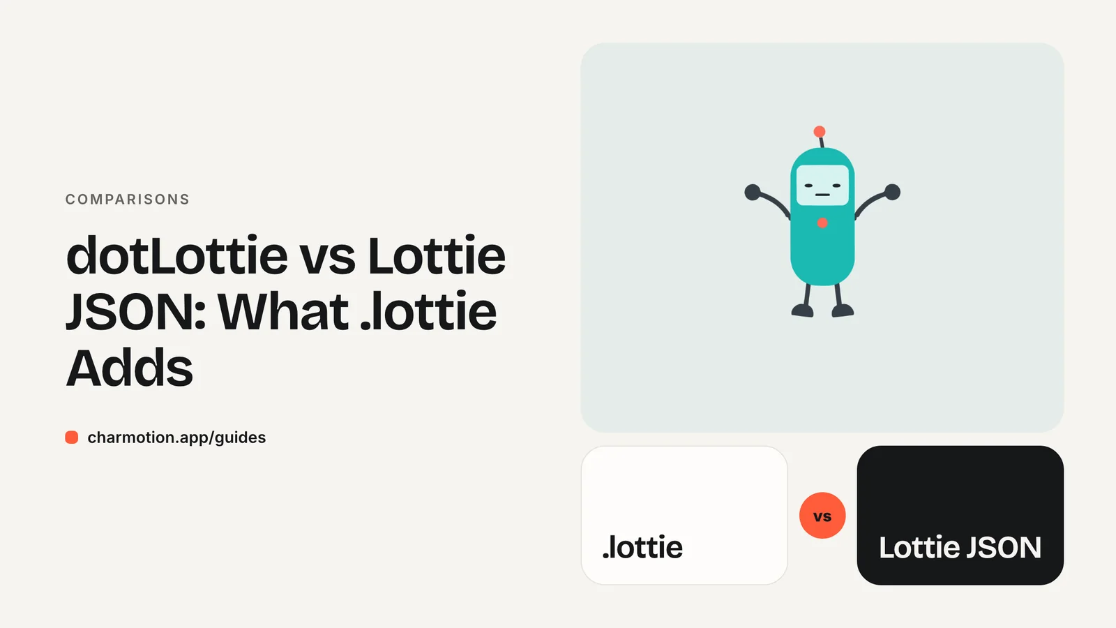 Cover illustration for the comparison guide: dotLottie vs Lottie JSON: What .lottie Adds
