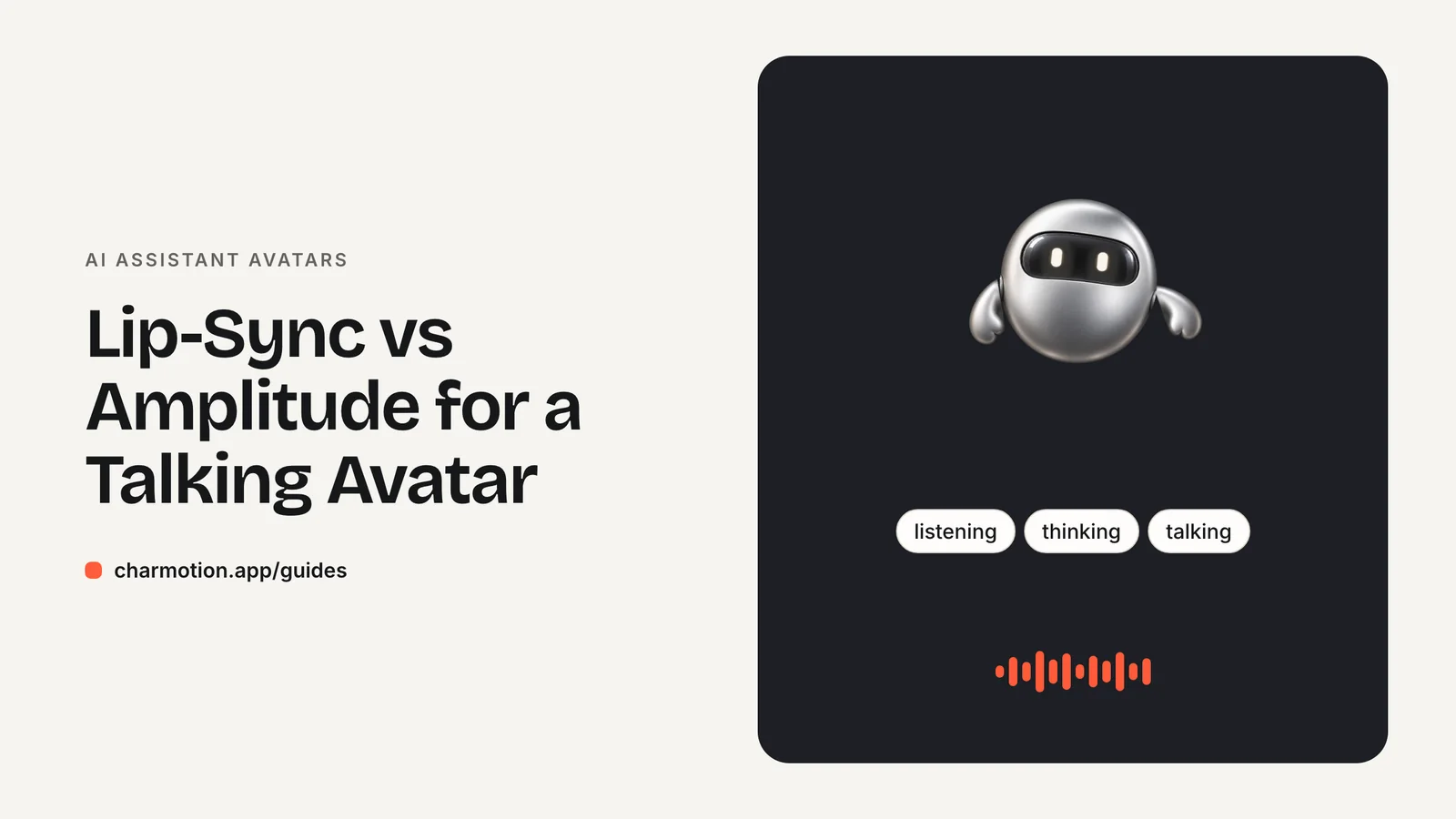 Cover illustration for the AI assistant avatars guide: Lip-Sync vs Amplitude for a Talking Avatar, with Charmotion demo characters