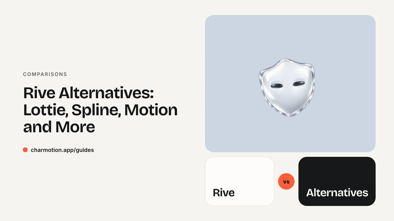 Cover illustration for the comparison guide: Rive Alternatives: Lottie, Spline, Motion and More