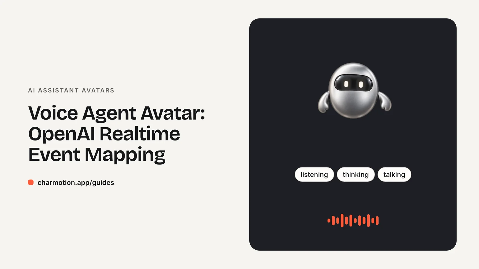 Cover illustration for the AI assistant avatars guide: Voice Agent Avatar: OpenAI Realtime Event Mapping, with Charmotion demo characters