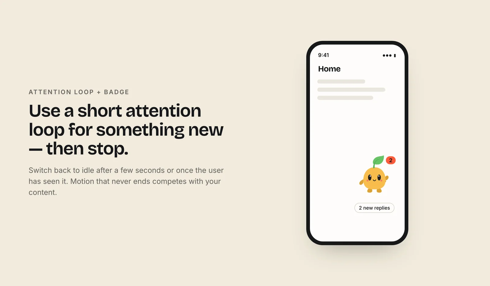 Phone with a mascot in an attention loop next to a notification badge